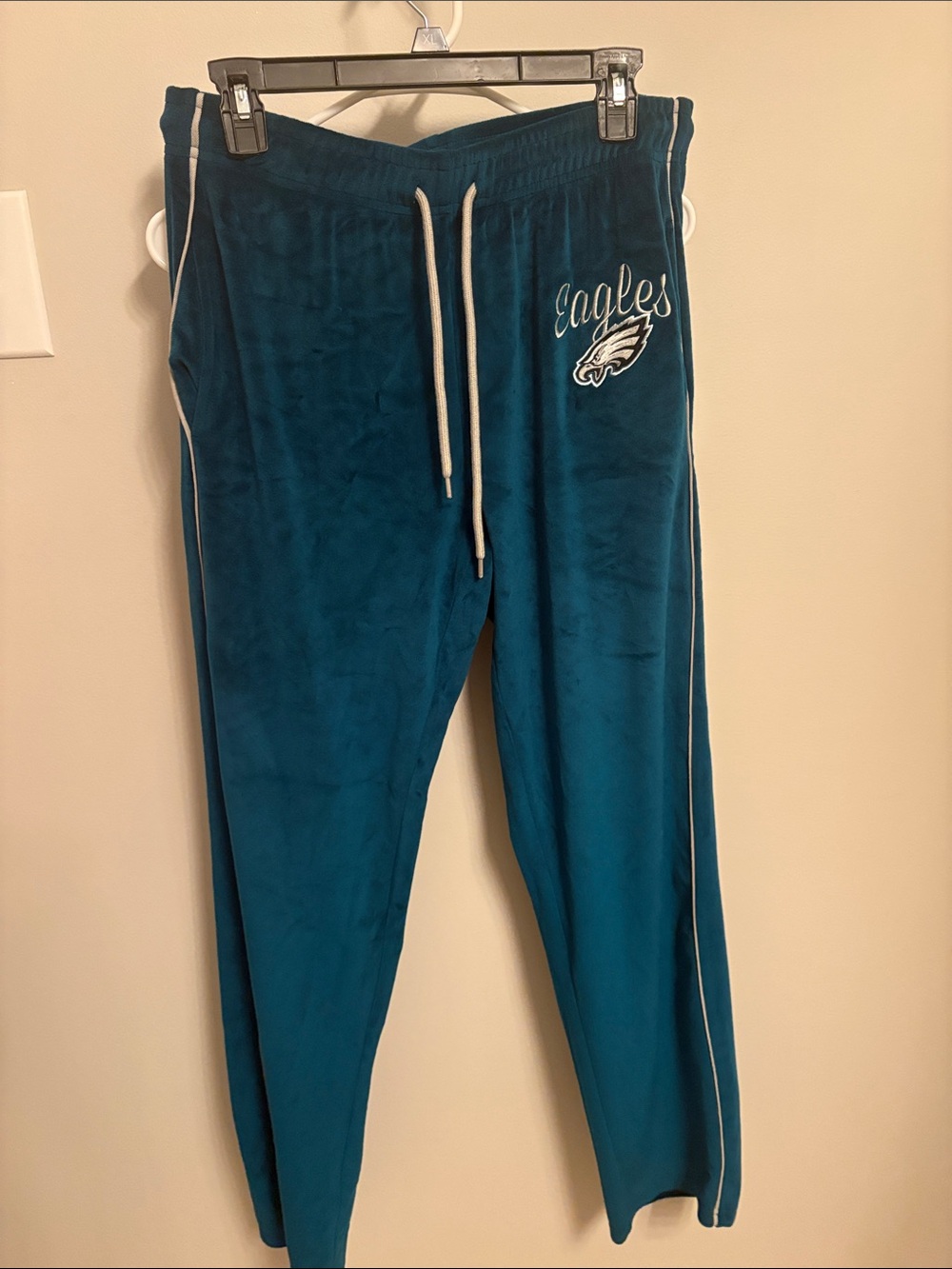 Teal Velour Lounge Joggers with Side Stripe